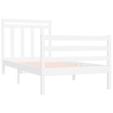 White Solid Wood Bed Frame 90x190 cm - Classic Design