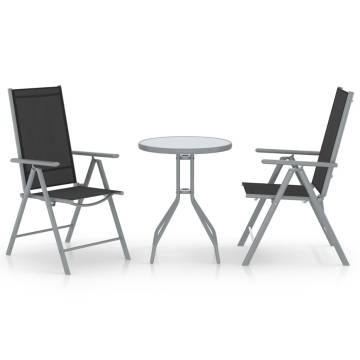 3 Piece Bistro Set Aluminium & Textilene Silver | Hipomarket