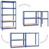 5-Layer Shelves 3 pcs - Blue Steel & Engineered Wood Storage