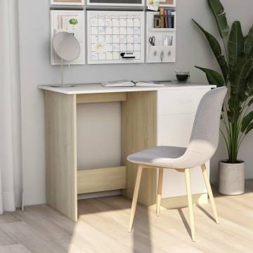 Modern White and Sonoma Oak Desk - Perfect for Any Space