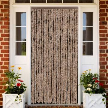 Fly Curtain Beige & Dark Brown 118x220 cm Chenille - HipoMarket