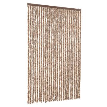 Fly Curtain Beige & Dark Brown 118x220 cm Chenille - HipoMarket