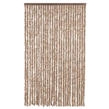 Fly Curtain Beige & Dark Brown 118x220 cm Chenille - HipoMarket