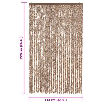 Fly Curtain Beige & Dark Brown 118x220 cm Chenille - HipoMarket