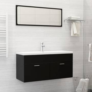 Stylish 2 Piece Black Bathroom Furniture Set - Hipomarket UK