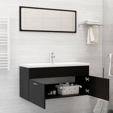 Stylish 2 Piece Black Bathroom Furniture Set - Hipomarket UK