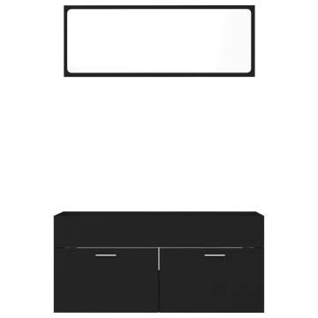 Stylish 2 Piece Black Bathroom Furniture Set - Hipomarket UK