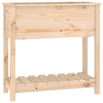 Solid Wood Pine Planter with Shelf - 82.5x34.5x81 cm