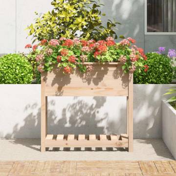 Solid Wood Pine Planter with Shelf - 82.5x34.5x81 cm