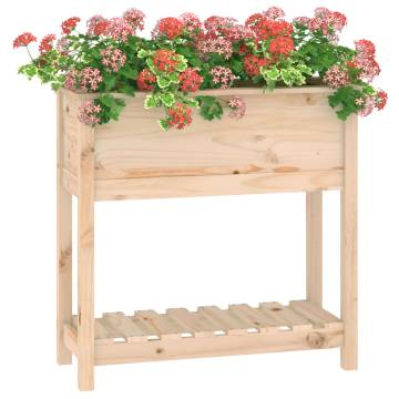 Solid Wood Pine Planter with Shelf - 82.5x34.5x81 cm