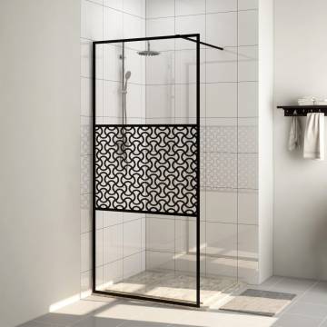 Modern Walk-in Shower Wall 100x195 cm - Clear ESG Glass Black