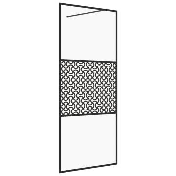 Modern Walk-in Shower Wall 100x195 cm - Clear ESG Glass Black