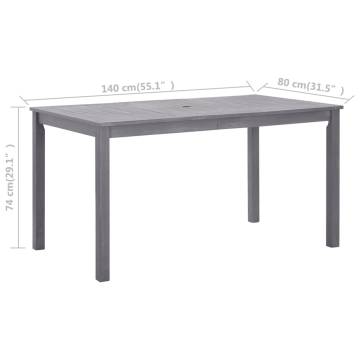 Garden Table Grey Wash 140x80 cm - Solid Acacia Wood