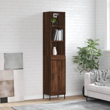 Elegant Brown Oak Highboard - 34.5x34x180 cm | HipoMarket