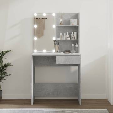 Dressing Table with LED - Concrete Grey 74.5x40x141 cm