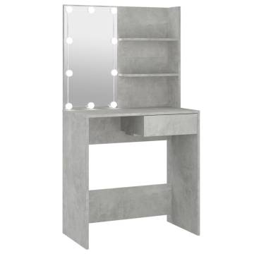 Dressing Table with LED - Concrete Grey 74.5x40x141 cm