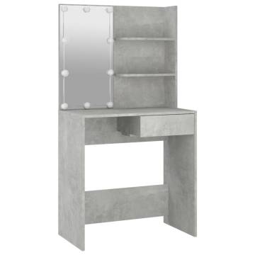 Dressing Table with LED - Concrete Grey 74.5x40x141 cm