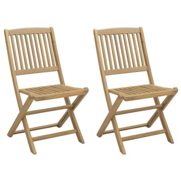 Folding Garden Chairs 2 pcs - Solid Acacia Wood | HipoMarket UK