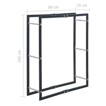 Firewood Rack Black 80x25x100 cm - Steel Storage Solution