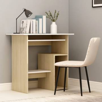 Modern White and Sonoma Oak Desk - 80x45x74 cm | HipoMarket