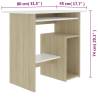 Modern White and Sonoma Oak Desk - 80x45x74 cm | HipoMarket