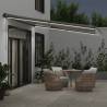 Manual Retractable Awning with LEDs - Anthracite & White 400x350cm