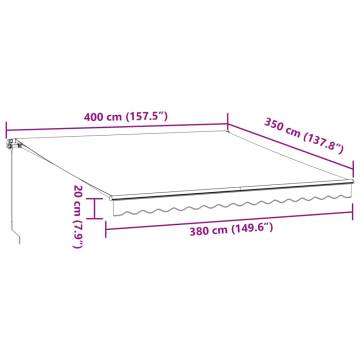 Manual Retractable Awning with LEDs - Anthracite & White 400x350cm