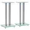 Speaker Stands 2 pcs Tempered Glass 2 Pillars Design Silver Colour silver Model 2 pillars 