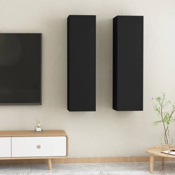 Stylish Black TV Cabinets Set - 2 pcs | HipoMarket