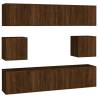 8 Piece TV Cabinet Set - Brown Oak Engineered Wood | Hipo Market