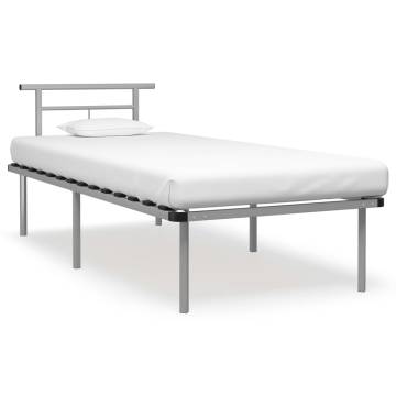 Grey Metal Bed Frame 90x200 cm - Elegant & Sturdy Design