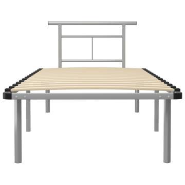 Grey Metal Bed Frame 90x200 cm - Elegant & Sturdy Design