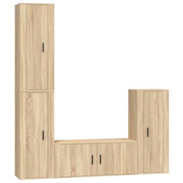 4 Piece TV Cabinet Set Sonoma Oak | Stylish & Practical Design