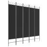 5-Panel Room Divider Black - 200x200 cm Fabric | HipoMarket