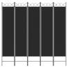 5-Panel Room Divider Black - 200x200 cm Fabric | HipoMarket