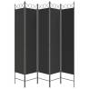 5-Panel Room Divider Black - 200x200 cm Fabric | HipoMarket