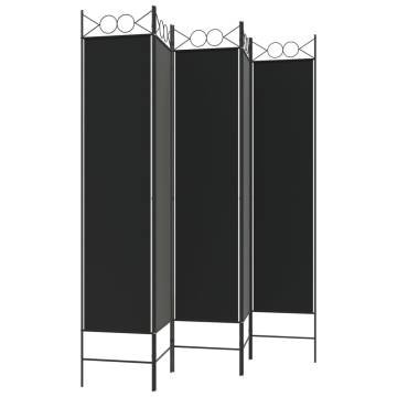 5-Panel Room Divider Black - 200x200 cm Fabric | HipoMarket