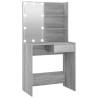 Stylish Dressing Table with LED - Grey Sonoma 74.5x40x141 cm