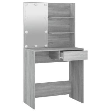 Stylish Dressing Table with LED - Grey Sonoma 74.5x40x141 cm