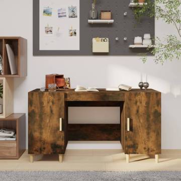 Desk Smoked Oak 140x50x75 cm - Engineered Wood | Hipo Market