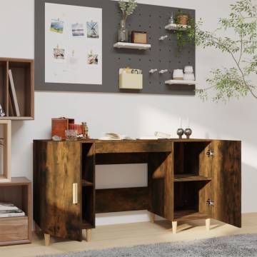 Desk Smoked Oak 140x50x75 cm - Engineered Wood | Hipo Market