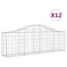 Arched Gabion Baskets - 12 Pcs Galvanised Iron for Gardens