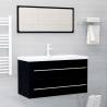 Stylish 2 Piece Bathroom Furniture Set - Black Engineered Wood