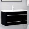 Stylish 2 Piece Bathroom Furniture Set - Black Engineered Wood