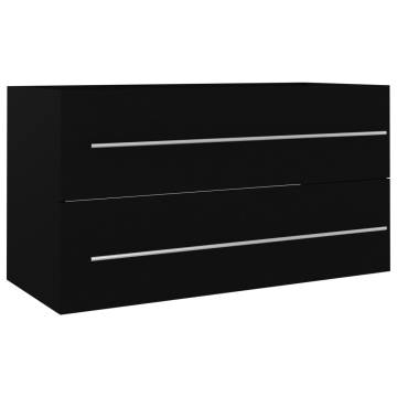 Stylish 2 Piece Bathroom Furniture Set - Black Engineered Wood