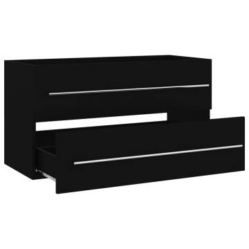 Stylish 2 Piece Bathroom Furniture Set - Black Engineered Wood