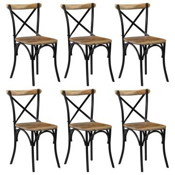 Cross Chairs Set - 6 pcs Black Solid Mango Wood | HipoMarket