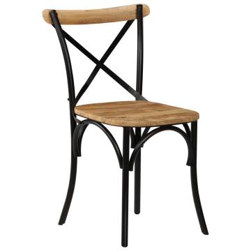 Cross Chairs Set - 6 pcs Black Solid Mango Wood | HipoMarket