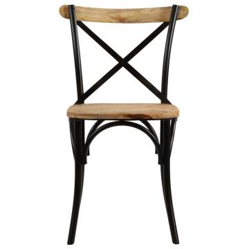 Cross Chairs Set - 6 pcs Black Solid Mango Wood | HipoMarket