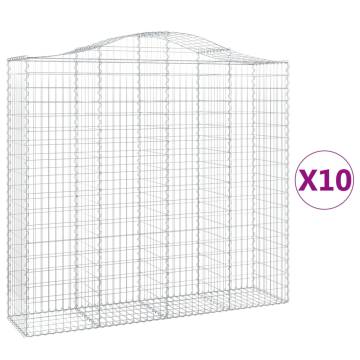 Arched Gabion Baskets - 10 pcs Galvanised Iron 200x50x180/200 cm